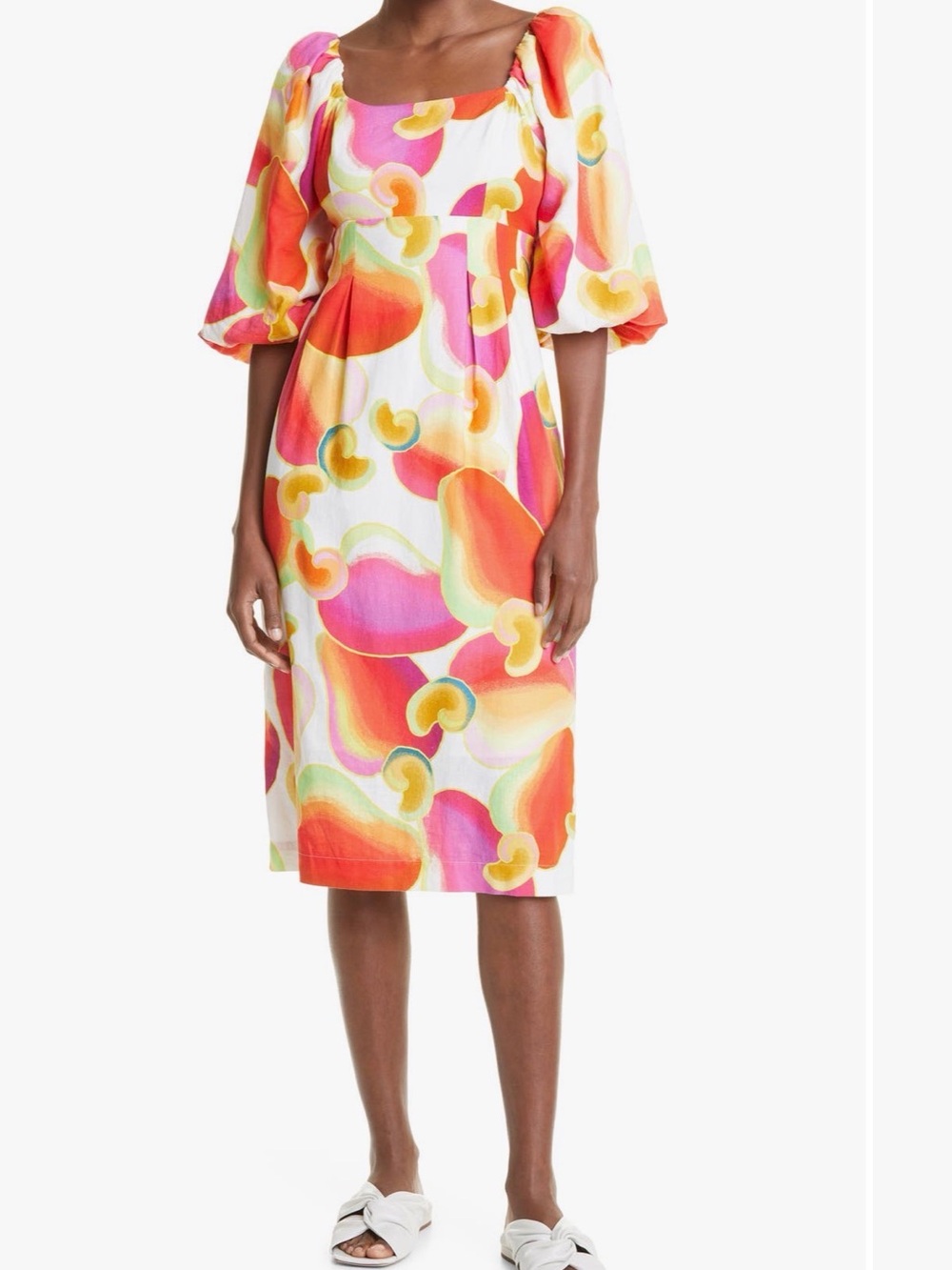 Farm Rio Cashew Juice Linen Blend Dress Small